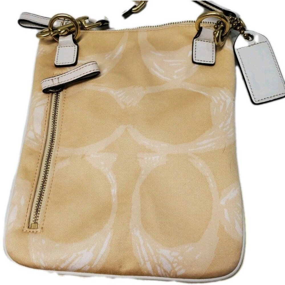 Coach F10801 Gold/Khaki/Ivory Crossbody Shoulder HandBag Purse Messenger